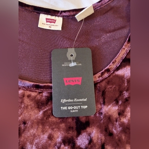 Levi's Bodega Long Sleeve Velvet Open Neck Shirt Top Size XS - Picture 5 of 8